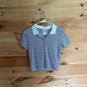 colorful striped collared crop top